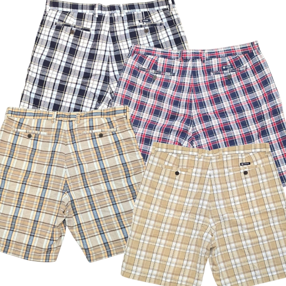Mens Chaps Plaid Chino Golf Shorts Bundle Lot, Size 38